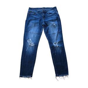 Judy Blue Women’s Skinny Fit Low Rise Distressed Raw Hem Jeans, Size 11/30